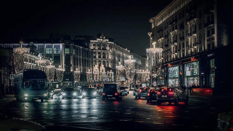 Москва, ночь, центральный федеральный округ, улица